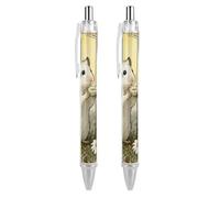 VIDI Ballpoint Pens Hamster Daisy Meadow Fine Point 0.5mm Black Pen with Super Soft Grip Ball Point Pen Smooth Writing Retractable Pens for Men Women 2 PCS