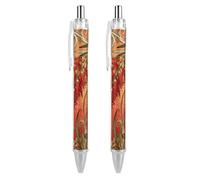 VIDI Ballpoint Pens Ladybug Bottlebrush Spike Fine Point 0.5mm Black Pen with Super Soft Grip Ball Point Pen Smooth Writing Retractable Pens for Men Women 2 PCS