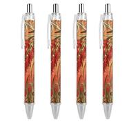 VIDI Ballpoint Pens Ladybug Bottlebrush Spike Fine Point 0.5mm Black Pen with Super Soft Grip Ball Point Pen Smooth Writing Retractable Pens for Men Women 4 PCS
