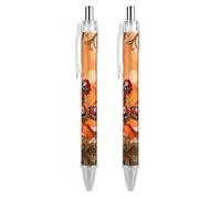 VIDI Ballpoint Pens Ladybug Marigold Bloom Fine Point 0.5mm Black Pen with Super Soft Grip Ball Point Pen Smooth Writing Retractable Pens for Men Women 2 PCS