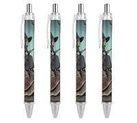 VIDI Ballpoint Pens Owl Snail Witch Fine Point 0.5mm Black Pen with Super Soft Grip Ball Point Pen Smooth Writing Retractable Pens for Men Women 4 PCS
