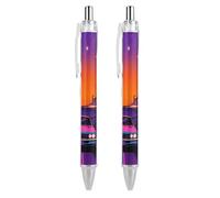 VIDI Ballpoint Pens Sunset Highway by The Sea Fine Point 0.5mm Black Pen with Super Soft Grip Ball Point Pen Smooth Writing Retractable Pens for Men Women 2 PCS