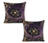 VIDI Beetle Nigella Petal Pillow Covers 18"x18"（2pcs） Decorative Throw Pillow Covers Farmhouse Double-Sided Linen Pillowcases Soft Cushion Cases for Couch Bed Sofa Living Room Home Decor