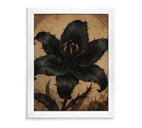 VIDI Black Lily Gothic 5D Diamond Painting Kits for Adults Large DIY Round Drill Diamond Art with Frame Beginner Friendly Craft Gem Painting for Stress Relief Home Wall Decor White Wood 40 * 50cm