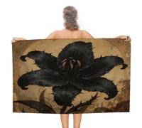 VIDI Black Lily Gothic Beach Towel 31"x51" Lightweight Microfiber Bath Towels Wash Coths Quick Dry Absorbent Gym Towel Ultra Soft Hand Towels for Yoga, Hotel, Spa, Travel