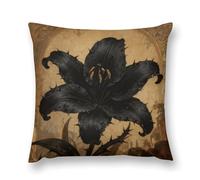 VIDI Black Lily Gothic Pillow Covers Decorative Throw Pillow Covers Farmhouse Double-Sided Pillowcases Soft Cushion Cases Christmas Home Decor for Couch Bed Sofa Living Room 16 "x16