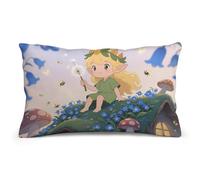 VIDI Blonde Elf Holding A Magic Wand Throw Pillow Covers 8"x12" Decorative Pillow Protectors with Hidden Zipper Soft Plush Pillowcase Lumbar Pillows Covers for Living Room Couch Bed Sofa Home Decor