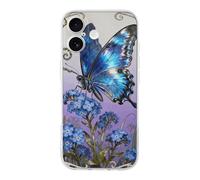 VIDI Blue Morpho Myosotis Compatible for iPhone 17 Case Slim Shockproof Soft TPU Phone Case Slim Aesthetic Protective Cover for Women Men