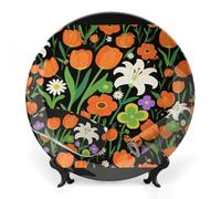 VIDI Bone China Decorative Plate with Display Stand - Colored Forest Wall Hanging Ceramic Art Plate for Home Decor, Elegant Ornament for Living Room, Office, Wedding Gift 6inch