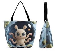 VIDI Clay Alien Shopping Bag for Women Shoulder Bag Reusable Grocery Bags Tote Bags for Work, Beach, Travel