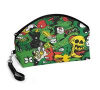 VIDI Comics And Pop Styles Makeup Bag Portable Toiletry Bags Travel Lipstick Cosmetic Bag with Zipper Large Capacity Curved Coin Purse for Skincare Brushes