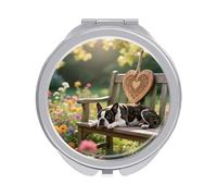 VIDI Compact Makeup Mirror with 1x/2x Magnification -Boston Terrier Folding Travel Mirror for Purses, Portable Double-Sided Pocket Mirrors for Women, Ideal for Travel, Makeup, and On-The-Go Use
