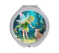 VIDI Compact Makeup Mirror with 1x/2x Magnification -Green Elf Women Folding Travel Mirror for Purses, Portable Double-Sided Pocket Mirrors for Women, Ideal for Travel, Makeup, and On-The-Go Use