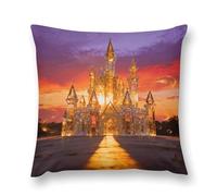 VIDI Crystal Amber Castle Pillow Covers Decorative Throw Pillow Covers Farmhouse Double-Sided Pillowcases Soft Cushion Cases Christmas Home Decor for Couch Bed Sofa Living Room 16 "x16