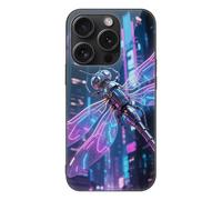 VIDI Cybernetic Dragonfly Compatible for iPhone 15 Case Shockproof Tempered Glass Phone Case Slim Aesthetic Protective Cover for Women Men Black