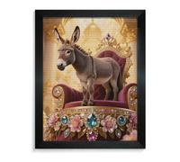 VIDI Donkey on Gem Throne 5D Diamond Painting Kits for Adults Large DIY Round Drill Diamond Art with Frame Beginner Friendly Craft Gem Painting for Stress Relief Home Wall Decor Blackwood 40 * 50cm
