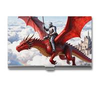 VIDI Dragon Knight Legend Business Card Holder Slim Metal Credit Card Case with Buckle Closure ID Cards Organizer for Men And Women Portable Business Cards Wallet for Pocket & Briefcase