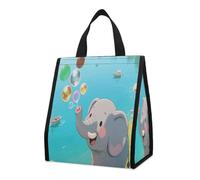 VIDI Elephant Blowing Bubbles Lunch Box for Women Adults Insulated Lunch Bag for Work Picnic Camping Travel Gifts Large Capacity Cooler Reusable Tote Makeup Bags