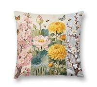 VIDI Four Seasons Flowers Pillow Covers Decorative Throw Pillow Covers Farmhouse Double-Sided Pillowcases Soft Cushion Cases Christmas Home Decor for Couch Bed Sofa Living Room 12 "x12
