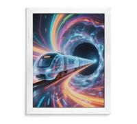 VIDI Future Energy Train 5D Diamond Painting Kits for Adults Large DIY Round Drill Diamond Art with Frame Beginner Friendly Craft Gem Painting for Stress Relief Home Wall Decor White Wood 40 * 50cm