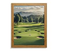 VIDI Golf Course 5D Diamond Painting Kits for Adults Large DIY Round Drill Diamond Art with Frame Beginner Friendly Craft Gem Painting for Stress Relief Home Wall Decor Yellow Wood 40 * 50cm