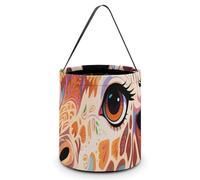 VIDI Halloween Candy Tote Bag - Colorful Artistic Giraffe Trick Or Treat Bucket with Handles, Pumpkin Party Favor Basket