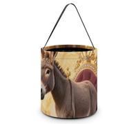 VIDI Halloween Candy Tote Bag - Donkey on Gem Throne Trick Or Treat Bucket with Handles, Pumpkin Party Favor Basket