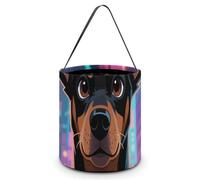 VIDI Halloween Candy Tote Bag - Miniature Pinscher Trick Or Treat Bucket with Handles, Pumpkin Party Favor Basket