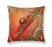 VIDI Ladybug Bottlebrush Spike Pillow Covers Decorative Throw Pillow Covers Farmhouse Double-Sided Pillowcases Soft Cushion Cases Christmas Home Decor for Couch Bed Sofa Living Room 20 "x20