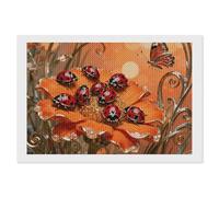 VIDI Ladybug Marigold Bloom Diamond Painting Kits for Adults 8"x12" 5D DIY Full Round Drill Diamond Art with Complete Tools Beginner Friendly Craft for Stress Relief, Home Wall Decor and Gift Idea