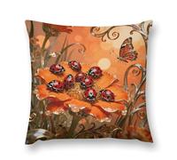 VIDI Ladybug Marigold Bloom Pillow Covers Decorative Throw Pillow Covers Farmhouse Double-Sided Pillowcases Soft Cushion Cases Christmas Home Decor for Couch Bed Sofa Living Room 12 "x12