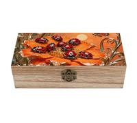 VIDI Ladybug Marigold Bloom Wooden Storage Box Decorative Storage Boxes with Lid Large Wooden Keepsake Box Elegant Retro Decor Memory Boxes Jewelry Organizer for Home, Wedding, Gifts