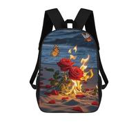 VIDI Laptop Backpack Burning Roses Fashion Bookbag Carry-on Daypack Crossbody Bag for Travel 17 In