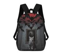 VIDI Laptop Backpack Horror Skull Theme Cat Fashion Bookbag Carry-on Daypack Crossbody Bag for Travel 17 In