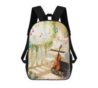 VIDI Laptop Backpack Piano Violin Music Notes Fashion Bookbag Carry-on Daypack Crossbody Bag for Travel 17 In