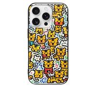 VIDI Little Tiger Graffiti Compatible for iPhone 16 Case Shockproof Tempered Glass Phone Case Slim Aesthetic Protective Cover for Women Men Black