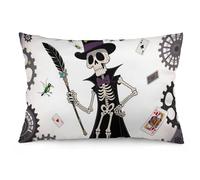 VIDI Magic Wand Skeleton Magician Throw Pillow Covers 12 "x20 Decorative Pillow Protectors with Hidden Zipper Soft Plush Pillowcase Lumbar Pillows Covers for Living Room Couch Bed Sofa Home Decor