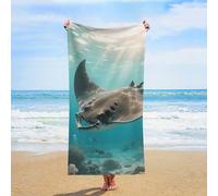 VIDI Manta Ray Beach Towel 30"x61" Lightweight Microfiber Bath Towels Wash Coths Quick Dry Absorbent Gym Towel Ultra Soft Hand Towels for Yoga, Hotel, Spa, Travel