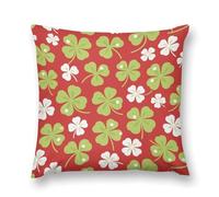 VIDI Maroon Green Clover Pillow Covers Decorative Throw Pillow Covers Farmhouse Double-Sided Pillowcases Soft Cushion Cases Christmas Home Decor for Couch Bed Sofa Living Room 16 "x16