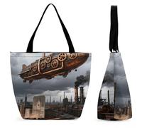 VIDI Mechanical Airship Shopping Bag for Women Shoulder Bag Reusable Grocery Bags Tote Bags for Work, Beach, Travel