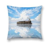 VIDI Modern Train On The Salt Lake Pillow Covers Decorative Throw Pillow Covers Farmhouse Double-Sided Pillowcases Soft Cushion Cases Christmas Home Decor for Couch Bed Sofa Living Room 16 "x16