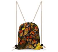 VIDI Monarch Butterflies Drawstring Backpack Canvas String Bag Sports Sackpack Gym Sack for Men Women