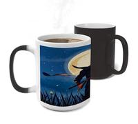 VIDI Moonlight Watercolor Style Ninja Heat Sensitive Color Changing Coffee Mugs Large Ceramic Cup with Handle Personalized Magic Cups Temperature Changing Mug Novelty for Xmas Funny Gifts 11 Oz