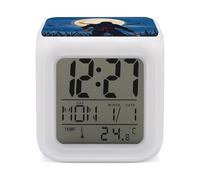 VIDI Moonlight Watercolor Style NinjaDigital Alarm Clock with 7 Color Changing Night Light Smart LED Display Desktop Clock for Heavy Sleepers, Bedside Small Alarm Clocks with Date Temperature Display