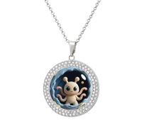 VIDI Pendant Necklace for Women Clay Alien Diamond Disc Charm Necklace with 19.7 Inch Chain, Round Sparkling Crystal Necklaces Jewelry for Party, Date & Christmas Gifts