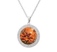 VIDI Pendant Necklace for Women Ladybug Marigold Bloom Diamond Disc Charm Necklace with 19.7 Inch Chain, Round Sparkling Crystal Necklaces Jewelry for Party, Date & Christmas Gifts, One Size, Zinc