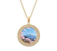 VIDI Pendant Necklace for Women Petal Shower Path Diamond Disc Charm Necklace with 19.7 Inch Chain, Round Sparkling Crystal Necklaces Jewelry for Party, Date & Christmas Gifts