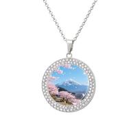 VIDI Pendant Necklace for Women Petal Shower Path Diamond Disc Charm Necklace with 19.7 Inch Chain, Round Sparkling Crystal Necklaces Jewelry for Party, Date & Christmas Gifts, One Size, Zinc, Diamond