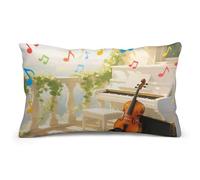 VIDI Piano Violin Music Notes Throw Pillow Covers 8"x12" Decorative Pillow Protectors with Hidden Zipper Soft Plush Pillowcase Lumbar Pillows Covers for Living Room Couch Bed Sofa Home Decor