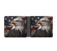 VIDI Slim Wallet for Men Bald Eagle US Flag Pictures Bifold Wallets Front Pocket Credit Card Holder Leather Money Clip